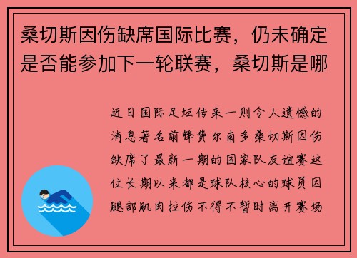 桑切斯因伤缺席国际比赛，仍未确定是否能参加下一轮联赛，桑切斯是哪个俱乐部